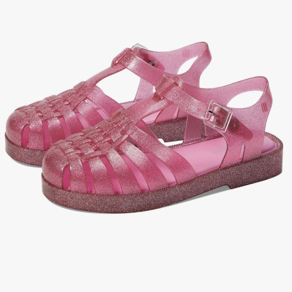 Mini Melissa Girls Shiny Pink Sandals Size 12